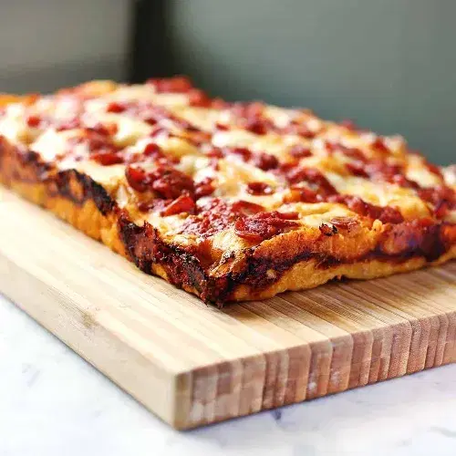 Detroit Style deep dish pizza